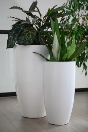 Fiberglass hoge plantenbak wit Ø32 × H62 cm