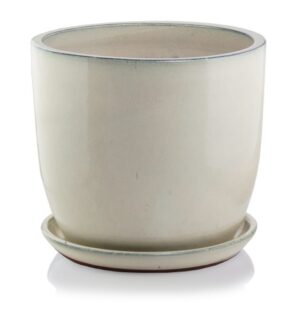 Glazed keramische plantenbak crème Ø50 × H42 cm
