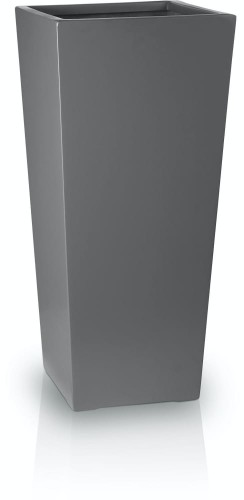 Hoge grafietkleurige fiberglass plantenbak 45 x H95 cm