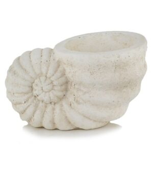 La Quemada Manolo keramische schelp plantenbak in verweerd wit
