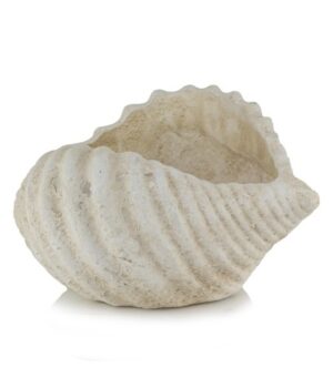 La Quemada Mellilo keramische schelp plantenbak in verweerd wit