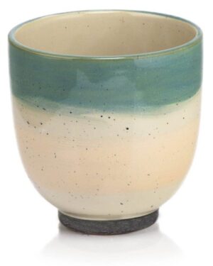 La Quemada Tobicos keramische plantenbak crème en turquoise mint